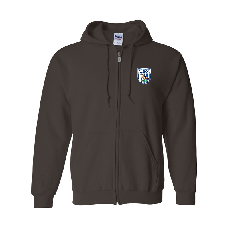 Men's West Bromwich Albion Soccer Gildan  Heavy Blend Full Zip Hooded Sweatshirt